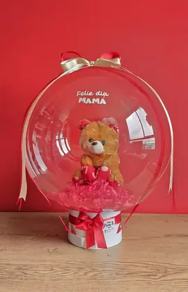 Englobado: Globo burbuja con mensaje adhesivo personalizado y peluche en caja de lujo — regalo a domicilio en Bogotá